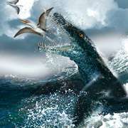 Хотя птерозавры и вырастали в &quot;большие самолёты&quot;, новый морской хищник мог проглотить их без проблем. Под водой же от него мало кто мог спастись (иллюстрация Tor Sponga, BT)