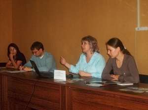 Выступление участников круглого стола &quot;Хакасия – наш общий дом&quot;. Фото предоставлено Государственным природным заповедником «Хакасский»