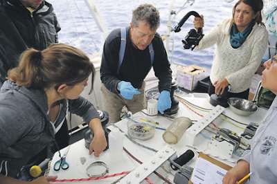 Чарльз Мур во время очередной научной экспедиции исследует экологическое состояние Мирового океана.	Фото с сайта www.captain-charles-moore.org
