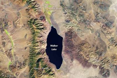 Увеличение притока пресной воды в озеро на 24 % снизит соленость до уровня, позволяющего сохранить экосистему. © NASA